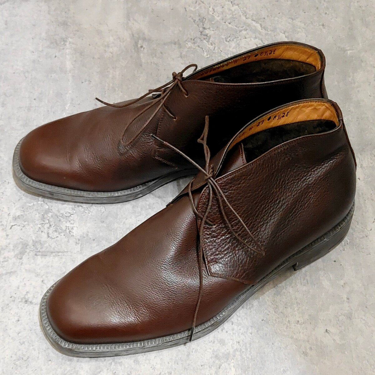 【Salvatore Ferragamo】サルヴァトーレフェラガモ  チャッカブーツ グレインレザー ブラウン サイズUK8.5EE