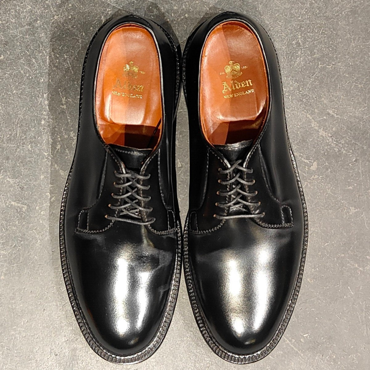使用数回【ALDEN】オールデン 9901 プレーントゥ コードバン ブラック サイズ US9D バリーラスト 参考定価￥220,000-