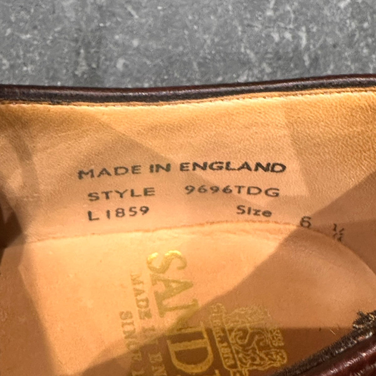 【SANDERS】サンダース 9696TDG プレーントゥ 内羽根 グレインレザー バーガンディ サイズUK6.5