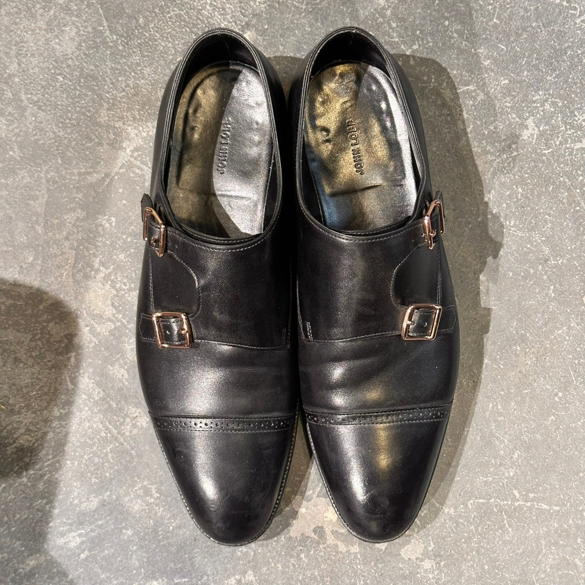 希少【JOHN LOBB】ジョンロブ フィリップ2 ダブルモンク ダブルバックル カーフ ブラック サイズUK7.5 7000ラスト
