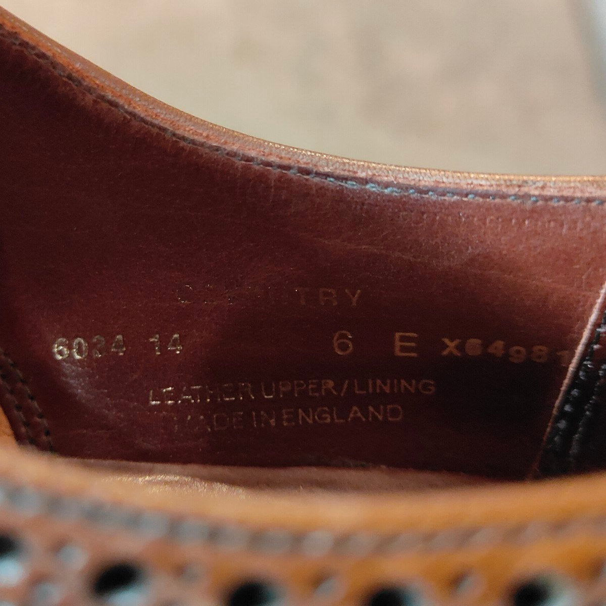 美品【CROCKETT&JONES】クロケット&ジョーンズ コベントリー セミブローグ バーニッシュカーフ ブラウン サイズUk6E 341ラスト