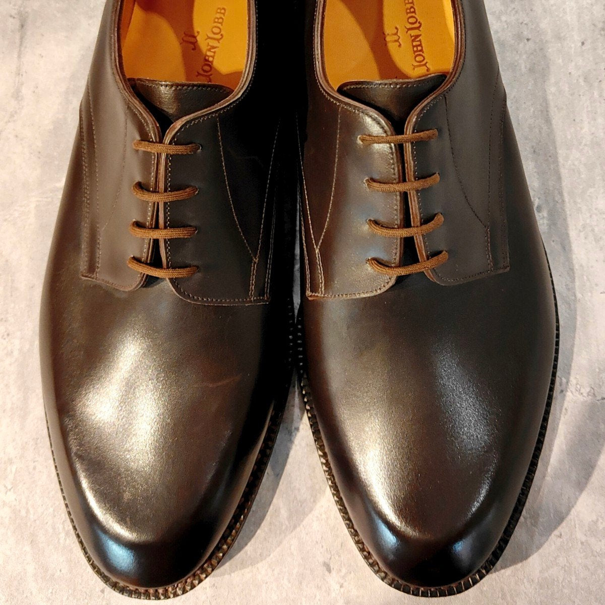 希少 未使用【JOHNLOBB】ジョンロブ アビントン プレーントゥ カーフ ダークブラウン サイズ UK8EE 2010ラスト