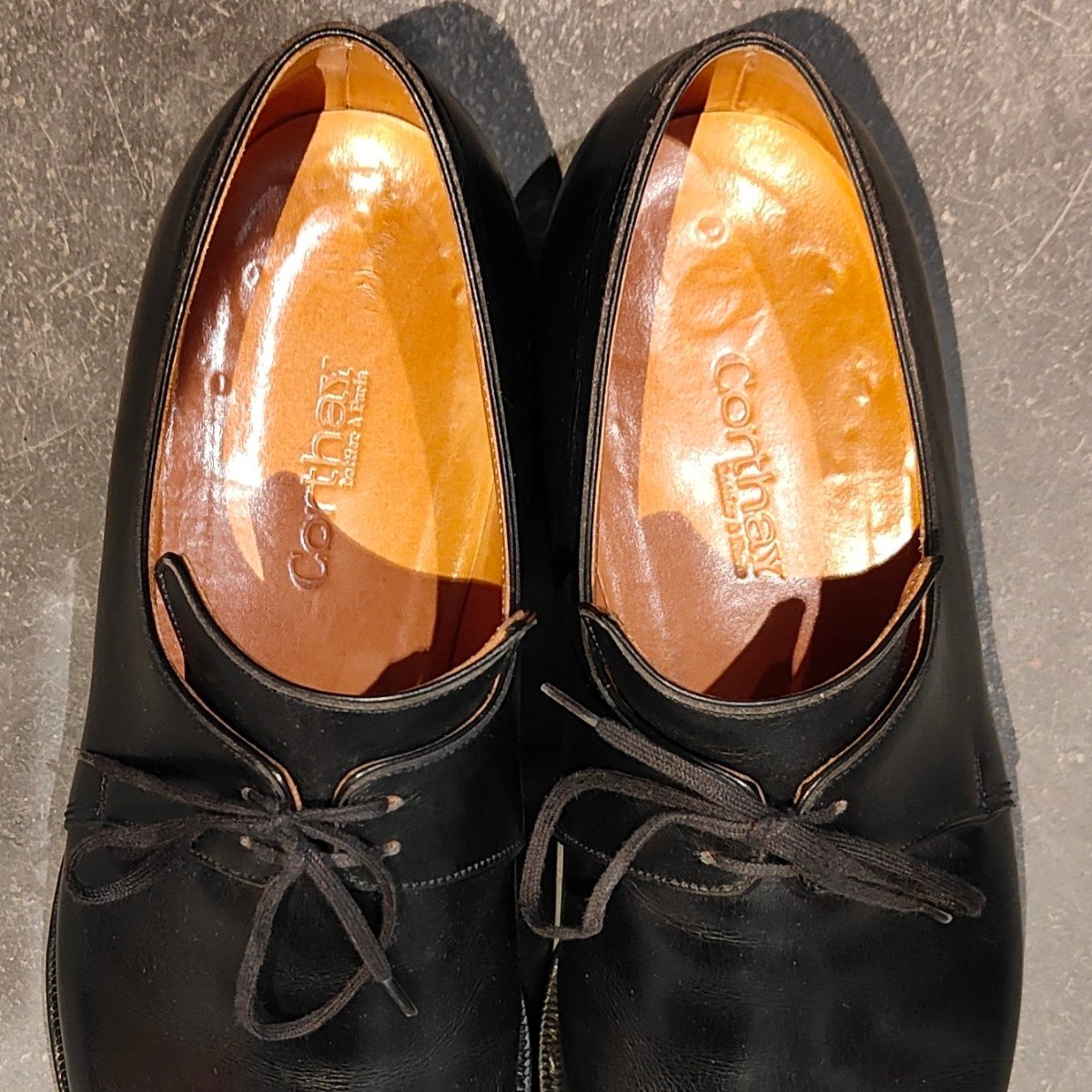美品【Corthay】コルテ アルカ プレーントゥ ブラック カーフ サイズUS7.5