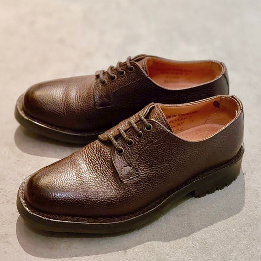美品【JOSEPH CHEANEY】ジョセフチーニー 4436 マルバーンC プレーントゥ グレインレザー ダークブラウン メンズ サイズUK5.5 4436ラスト