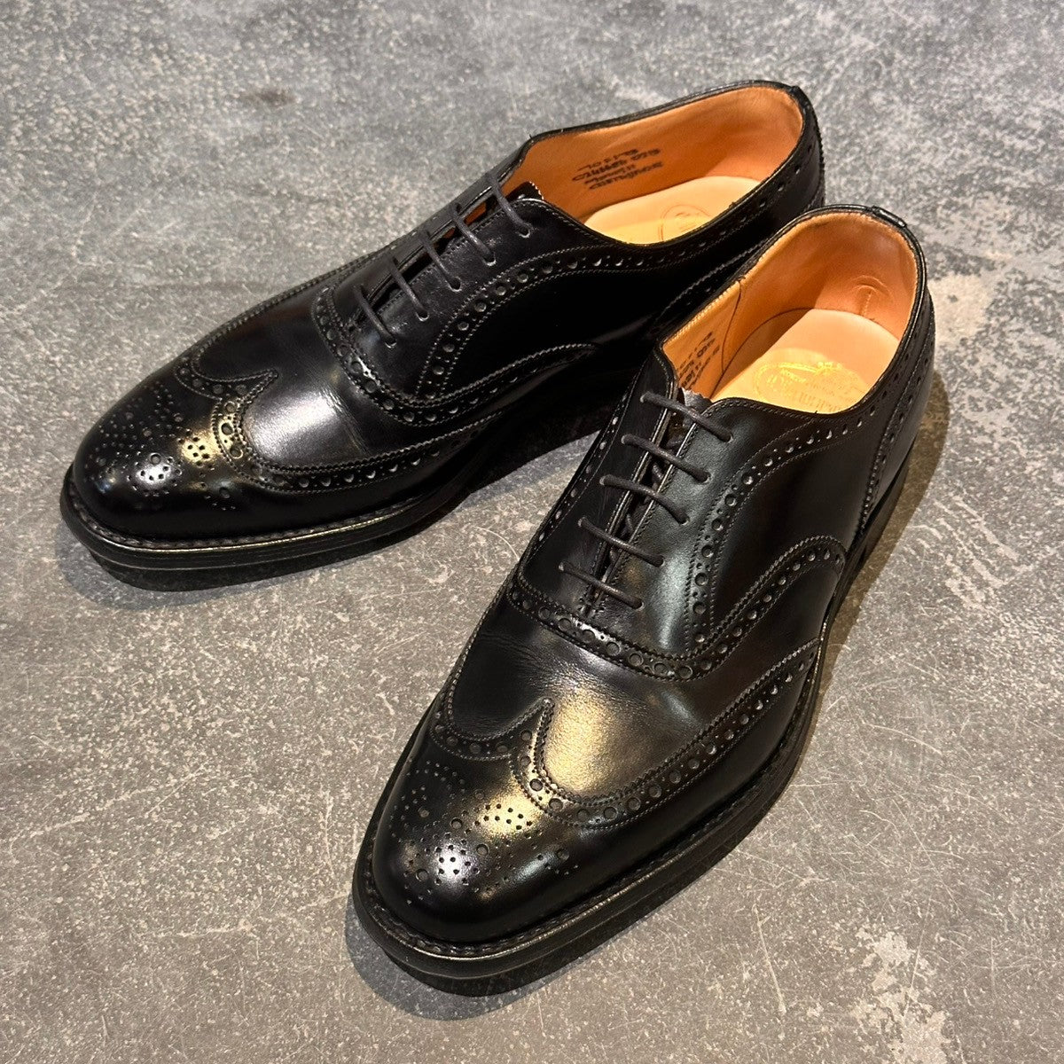 美品【Church's】チャーチ チェットウィンド ウイングチップ 4都市 カーフ ブラック サイズUK70F 173ラスト