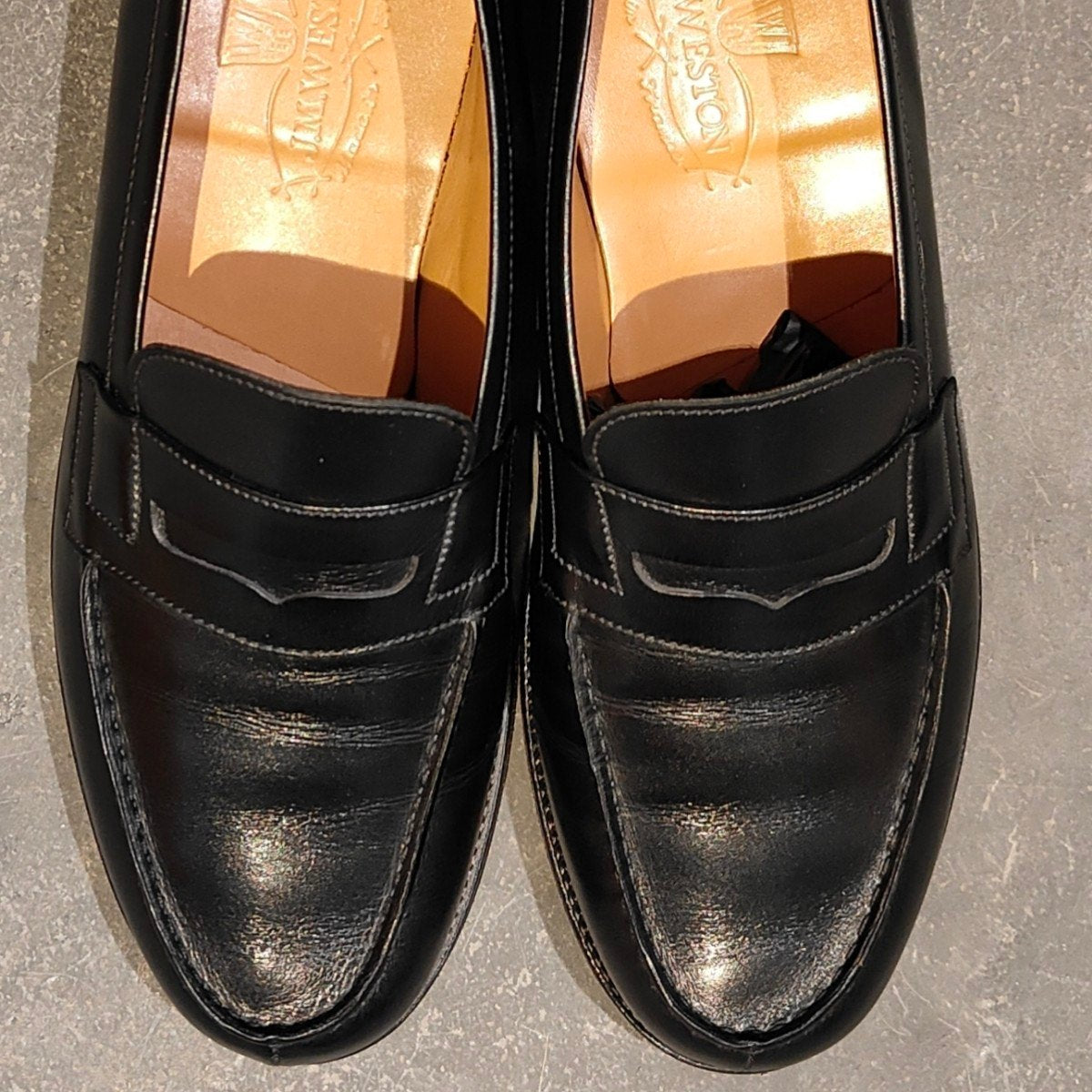 使用数回【J.M.WESTON】ジェイエムウエストン 180 シグニチャーローファー ボックスカーフ ブラック サイズ UK6D 41ラスト 参考定価￥165,000-
