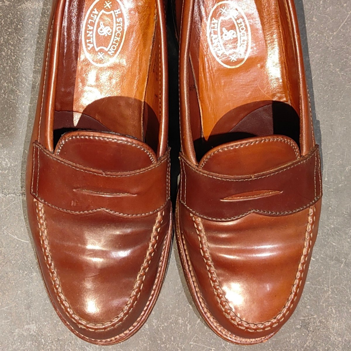 希少 美品【ALDEN】オールデン H.Stockton別注 6746 ペニーローファー コードバン ウイスキー サイズUS8.5D バンラスト