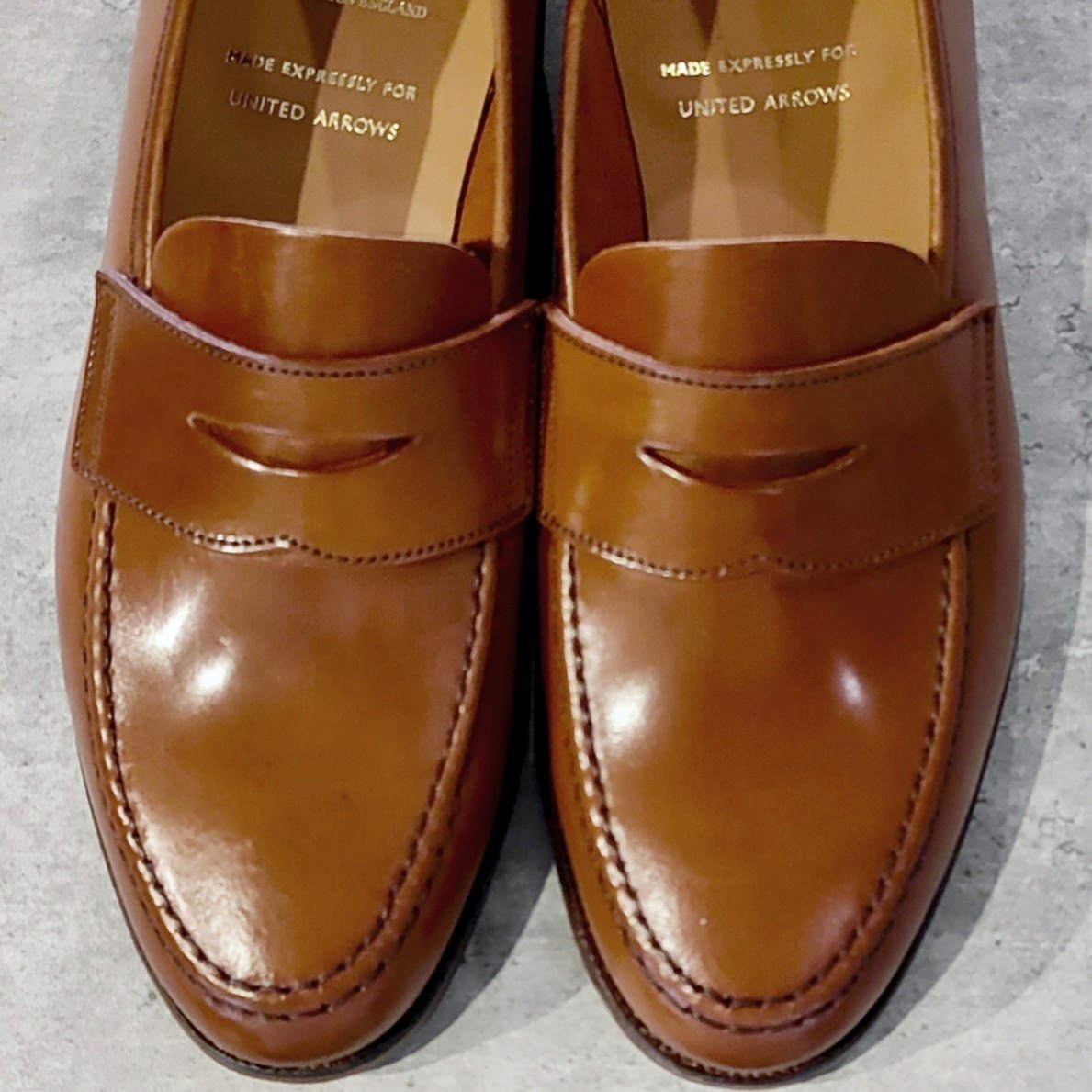 希少 未使用【Crockett&Jones】クロケット&ジョーンズ ユナイテッドアローズ別注 ハーバード コインローファー アンラインド コードバン ウイスキー サイズUK8E 314ラスト