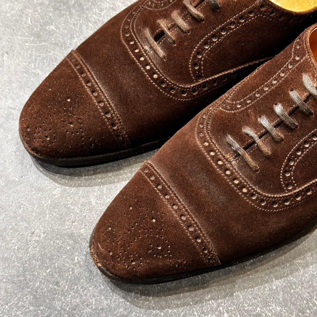 【CROCKETT&JONES】クロケット&ジョーンズ ヘイフォードHEYFORD スエード パンチドキャップトゥ ブラウン サイズUK9D 365ラスト