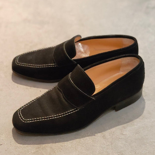 美品【AUBERCY】オーベルシー ローファー スエード ブラック サイズUK6.5