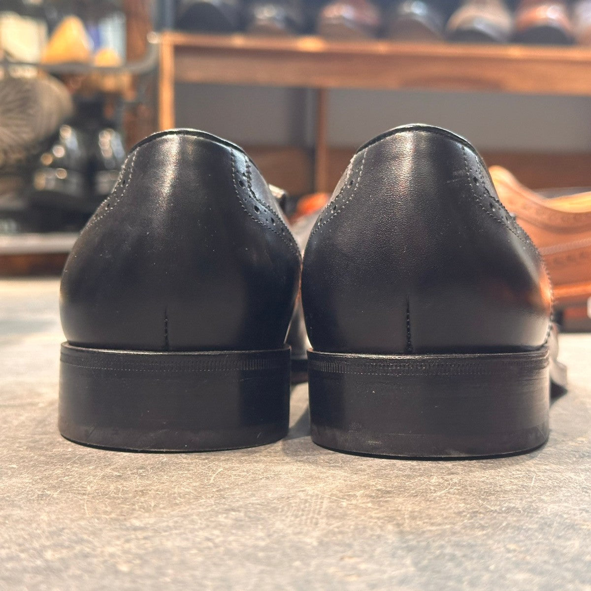 試着程度【Salvatore Ferragamo】サルバトーレ フェラガモ 15103 ローファー キルト シングルモンク カーフ ブラック サイズUK7.5E