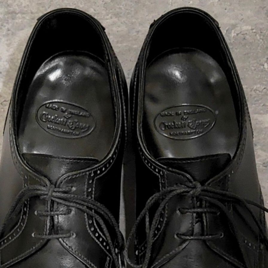 【Crockett&Jones】クロケット＆ジョーンズ セミブローグ ティエリー THIERRY Vフロント カーフ ブラック サイズUK6E