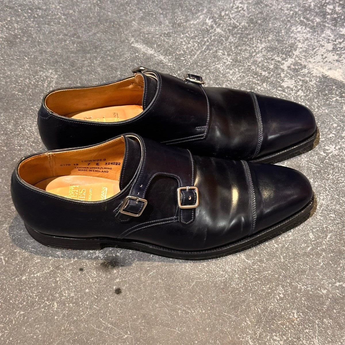 【CROCKETT&JONES】クロケット&ジョーンズ LOWNDES ダブルモンク コードバン ネイビー サイズUK7E 348ラスト