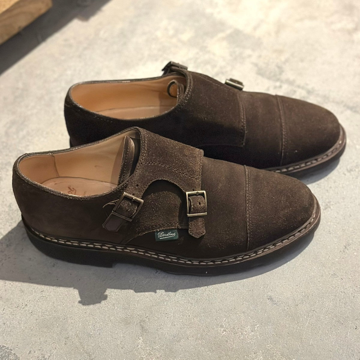 美品【Paraboot】パラブーツ ウィリアム ダブルモンクストラップ スエード ブラウン サイズ7.5