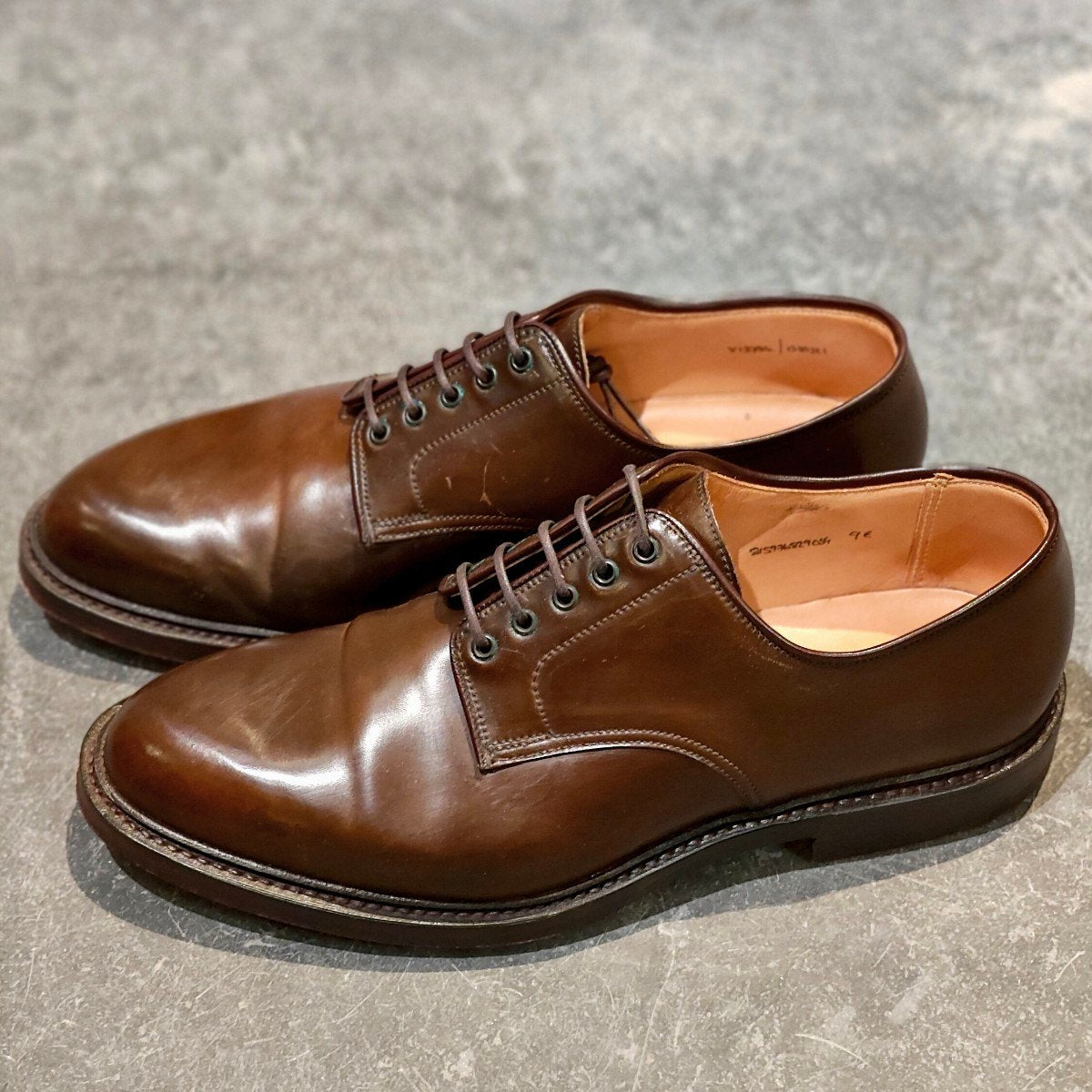 希少 美品【Ralph Lauren】ラルフローレン クロケット&ジョーンズ製  プレーントゥ コードバン  ダークブラウン サイズUK9E