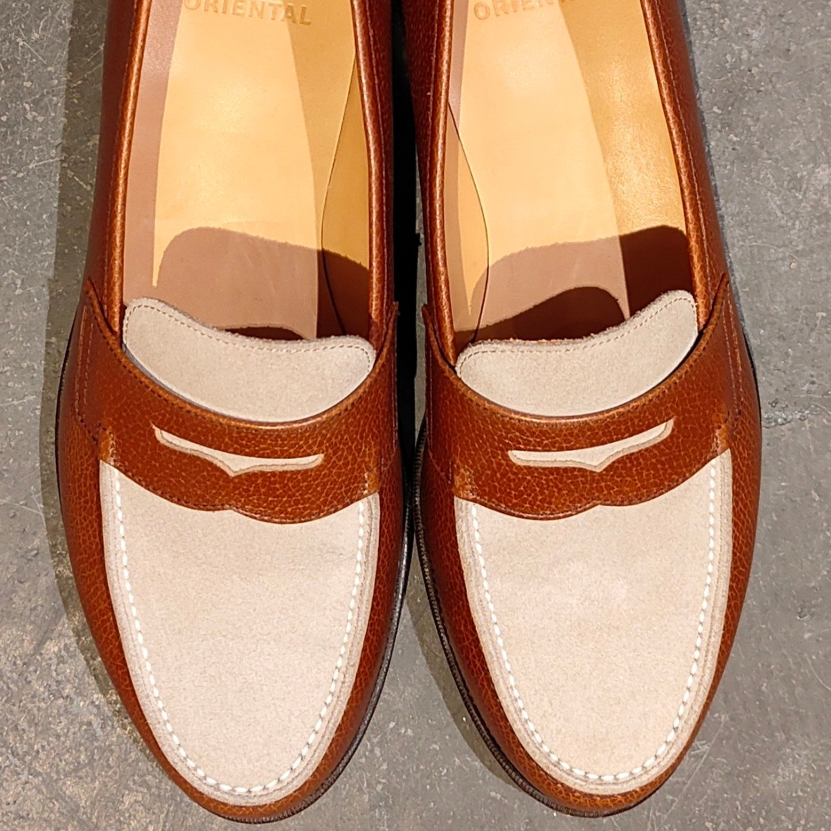 使用数回【ORIENTAL】オリエンタル 500 ALBERS NST レインレザースエードコンビ ブラウングレー サイズ US6.5