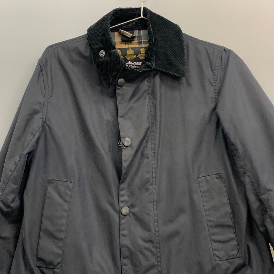 【Barbour】バブアー SL ボーダー ワックスド コート 英国製 メンズ サイズ 34 ダークネイビー