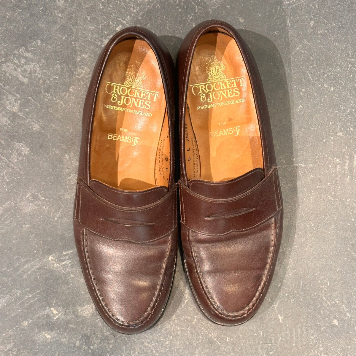 【CROCKETT&JONES】クロケット&ジョーンズ MAINE ビームスF別注 カーフ ダークブラウン サイズUK5E 376ラスト