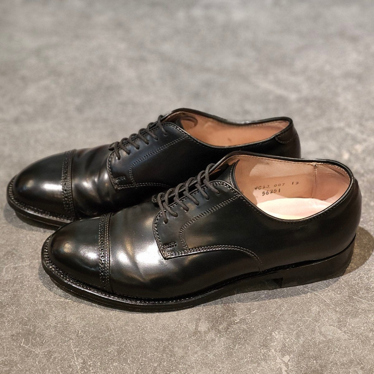 使用数回【ALDEN】オールデン 56251 パンチドキャップトゥ コードバン ブラック US8.5D モディファイドラスト 参考定価￥220,000-