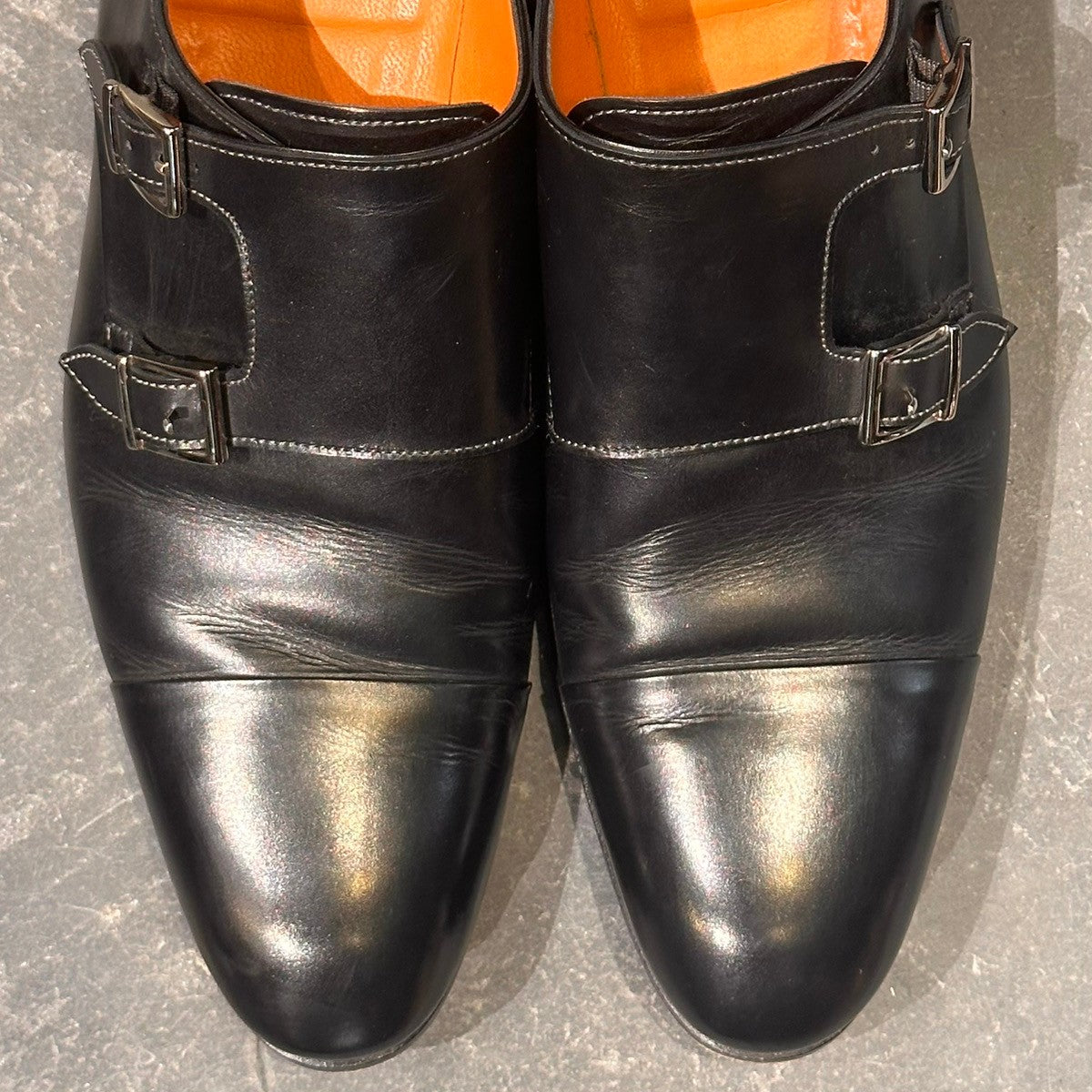 【santoni】サントーニ 11652 ダブルモンク カーフ ブラック サイズUK8.5