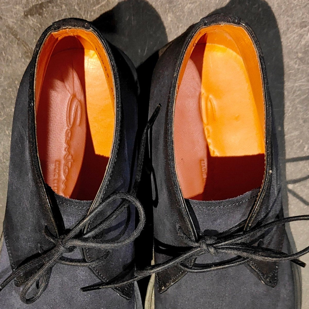 試着程度【santoni】サントーニ チャッカブーツ スエード ネイビー