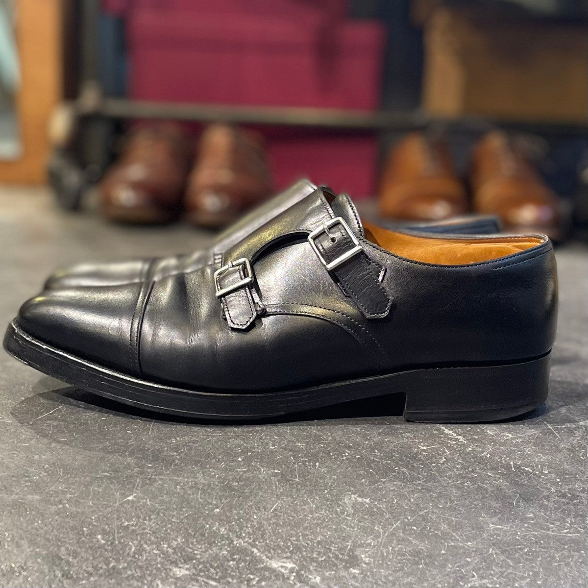 【JOHN LOBB】ジョンロブ ウィリアム ダブルモンク  カーフ ブラック サイズ UK7.5E 9795Rラスト