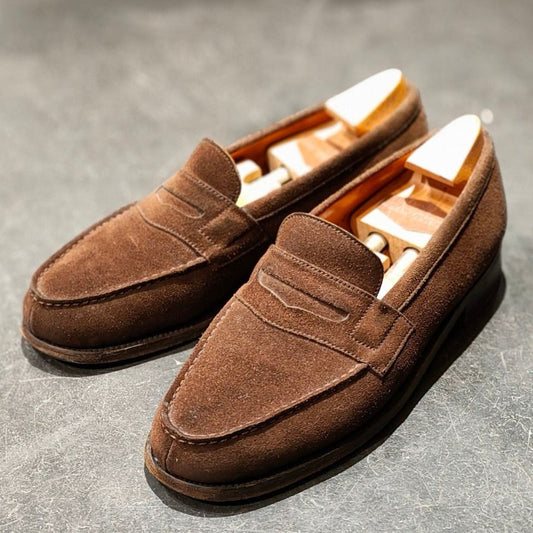 希少 美品 【J.M.WESTON】ジェイエムウエストン 180 シグニチャーローファー レディース旧旧旧ロゴ スエード ブラウン サイズ UK3.5C 82ラスト 参考定価¥151,800-