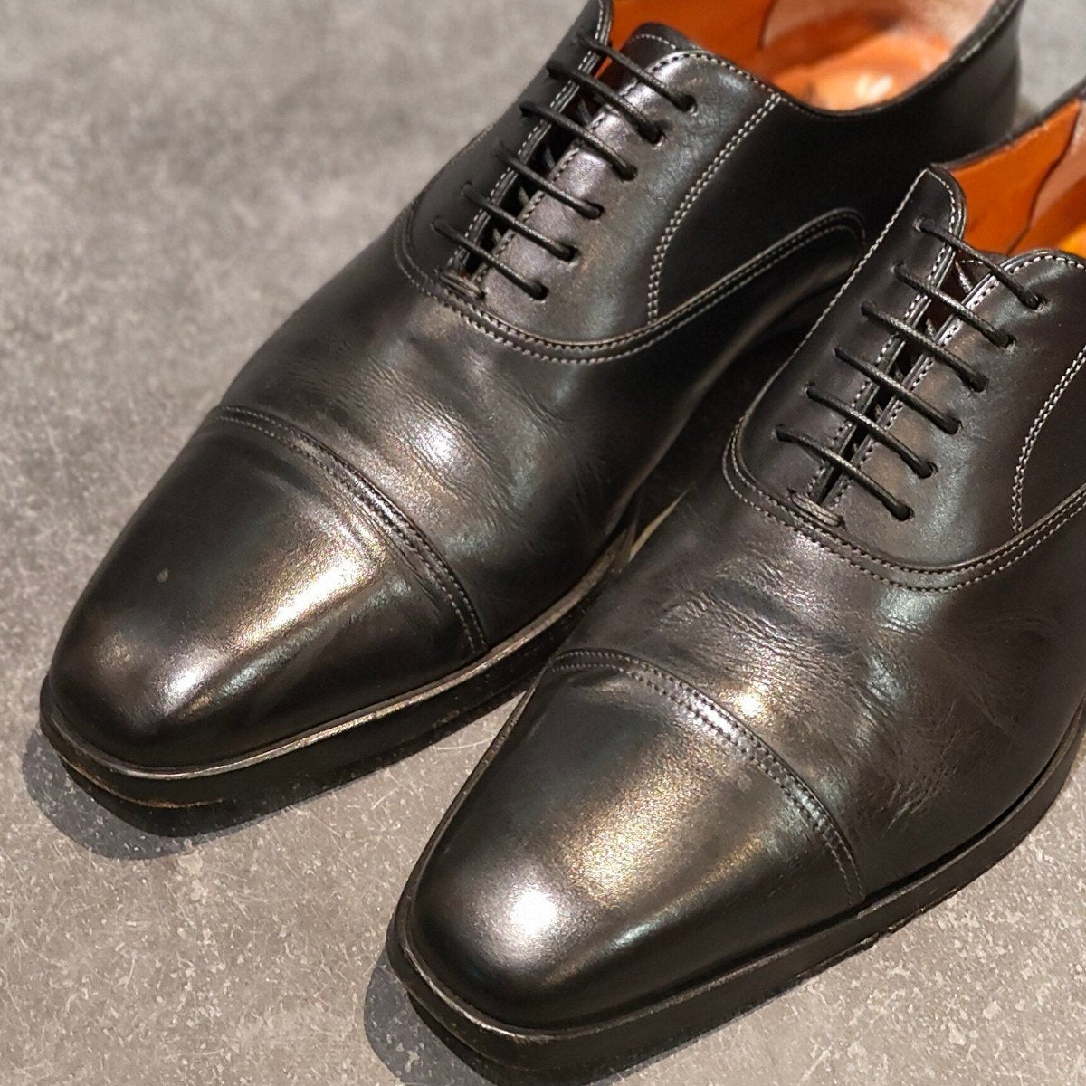 【Santoni】サントーニ 9096 ストレートチップ カーフ ブラック サイズUK6.5
