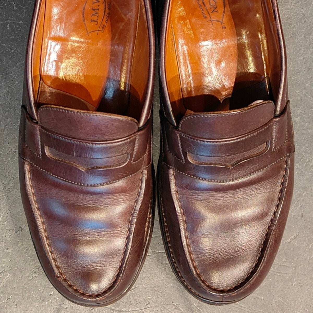 【J.M.WESTON】ジェイエムウエストン 180 シグニチャーローファー 旧旧旧ロゴ  カーフ ダークブラウン サイズUK5.5C 41ラスト 参考定価￥156,200-