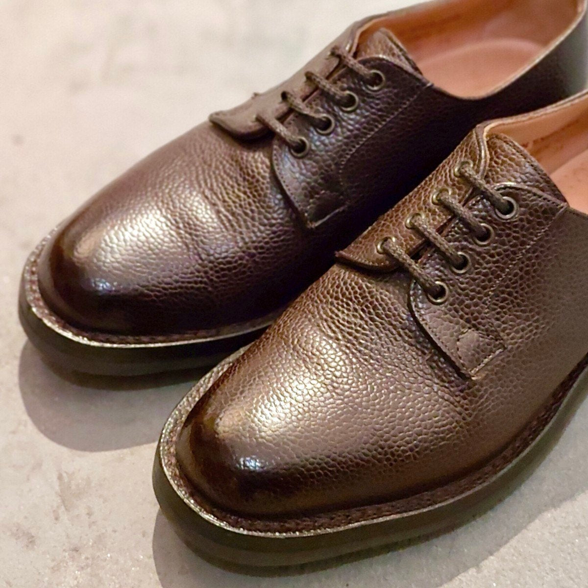 美品【JOSEPH CHEANEY】ジョセフチーニー 4436 マルバーンC プレーントゥ グレインレザー ダークブラウン メンズ サイズUK5.5 4436ラスト