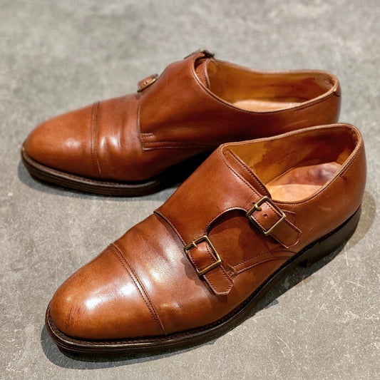 【JOHN LOBB】ジョンロブ ウィリアム ダブルモンク 旧ロゴ カーフ ブラウン サイズUK6.5E