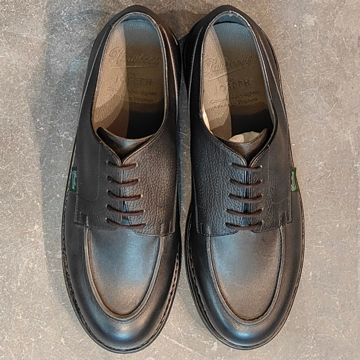 希少 新品未使用【Paraboot】パラブーツ ジョセフ別注 シャンボード Uチップ リスレザーグレインレザーコンビ ブラック サイズ UK7 参考定価￥121,000-