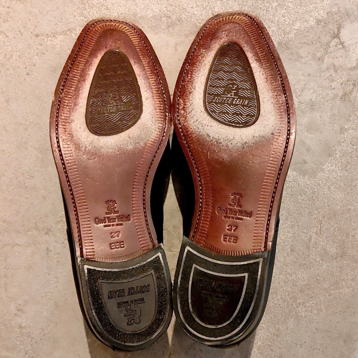 使用数回【SCOTCH GRAIN】スコッチグレイン 3524 アシュランス プレーントゥ ブラック サイズ27EEE