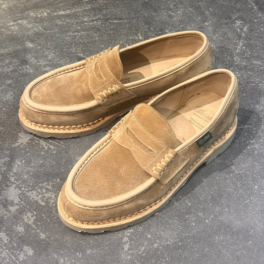 試着程度【PARABOOT】パラブーツ ナント アンラインドローファー スエード ベージュ サイズUK6.5