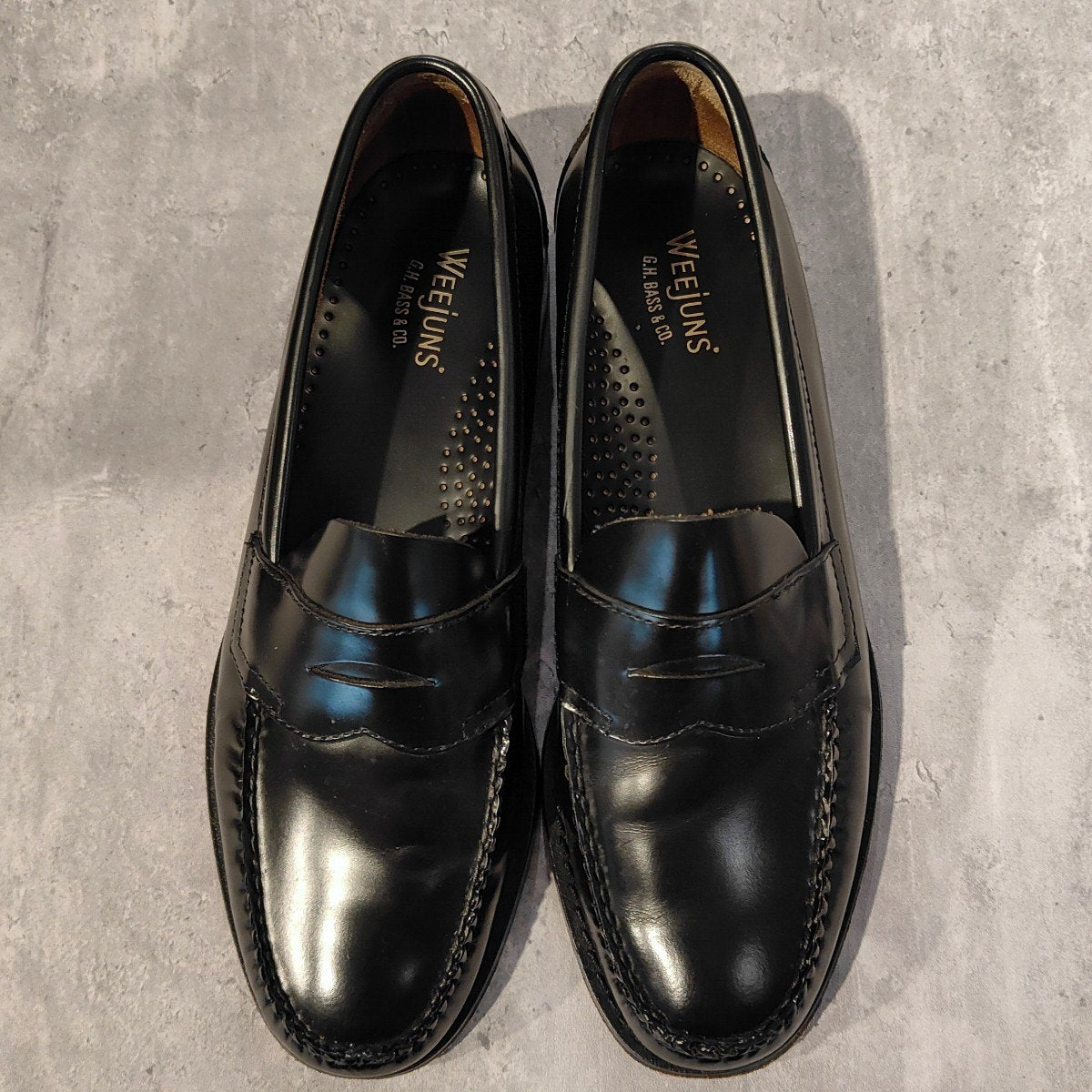美品【G.H.Bass&Co.】ジーエイチバス 10944 ローガン ローファー ガラスレザー ブラック サイズ US8D