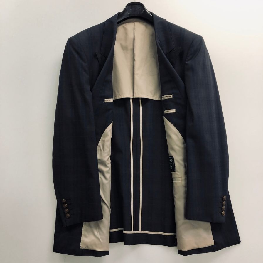 【Burberry】バーバリー ジャケット 90S 旧タグ ダブルブレスト ロゴ金ボタン ブラウン チェック メンズ サイズ175