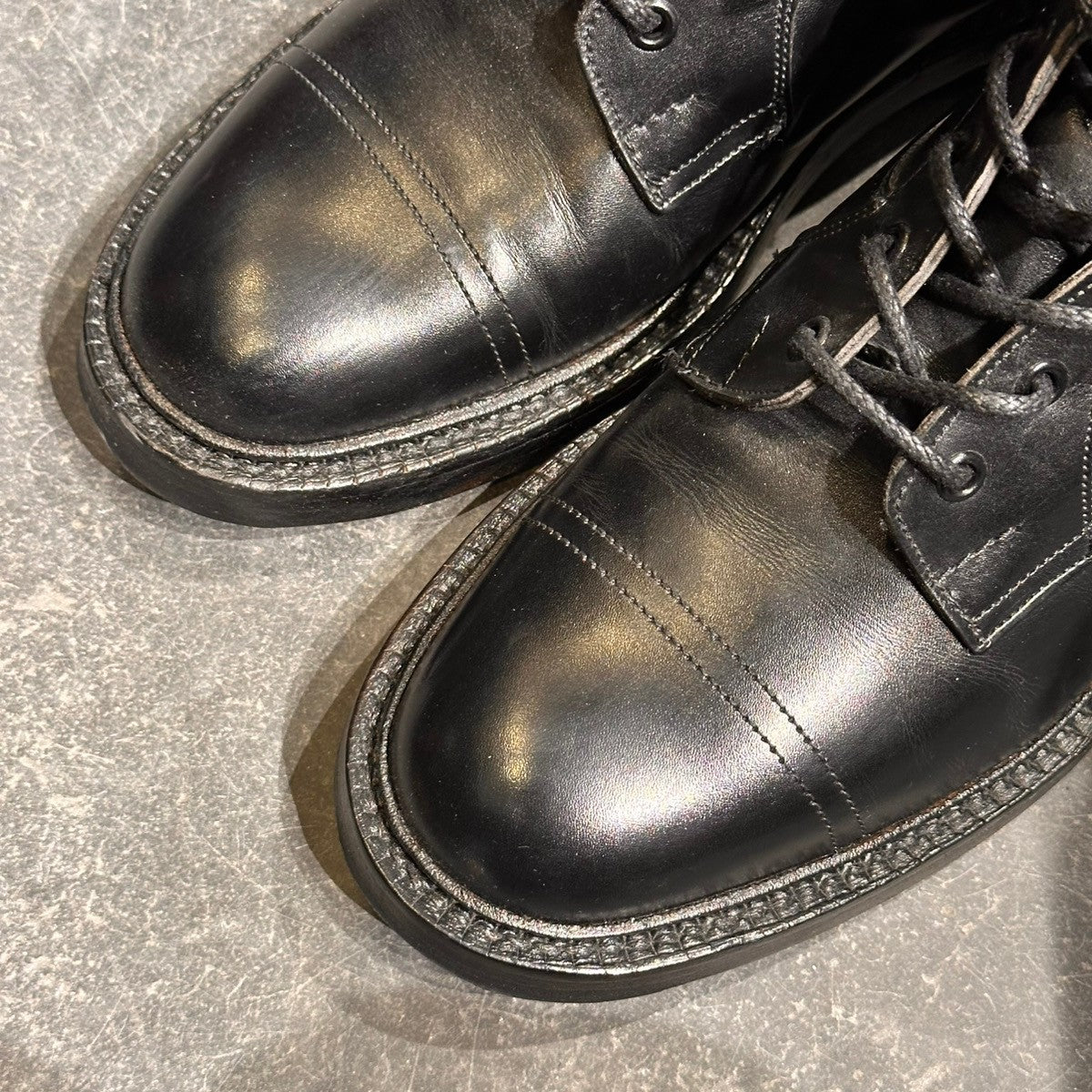 【Tricker’s】トリッカーズ イミテーションキャップブーツ カーフ ブラック サイズUK8.5