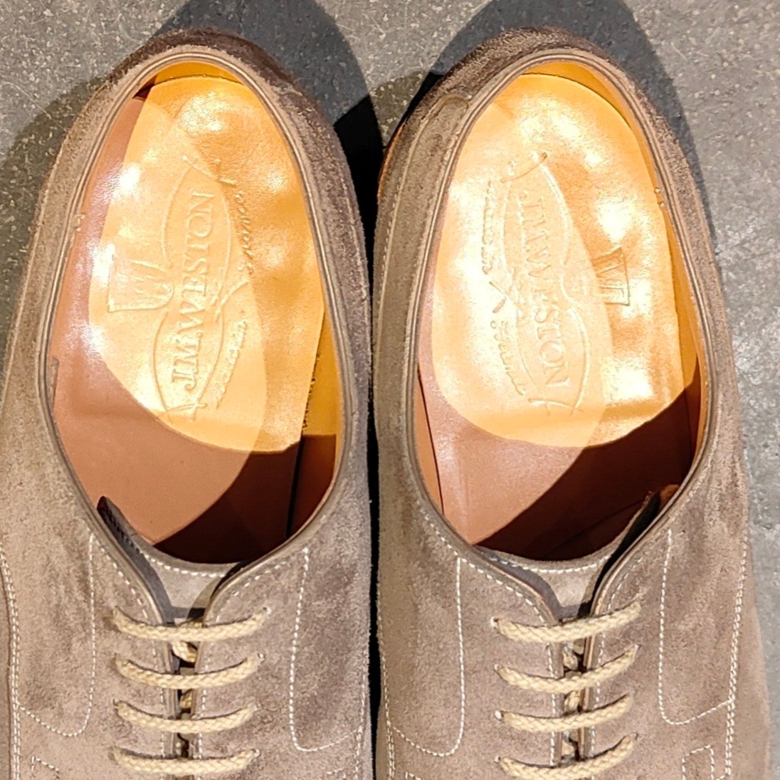 希少 使用数回【J.M.WESTON】ジェイエムウエストン 641 ゴルフ Uチップ スエード トルバドール グレー サイズ UK5.5E 31ラスト 参考定価176,000-