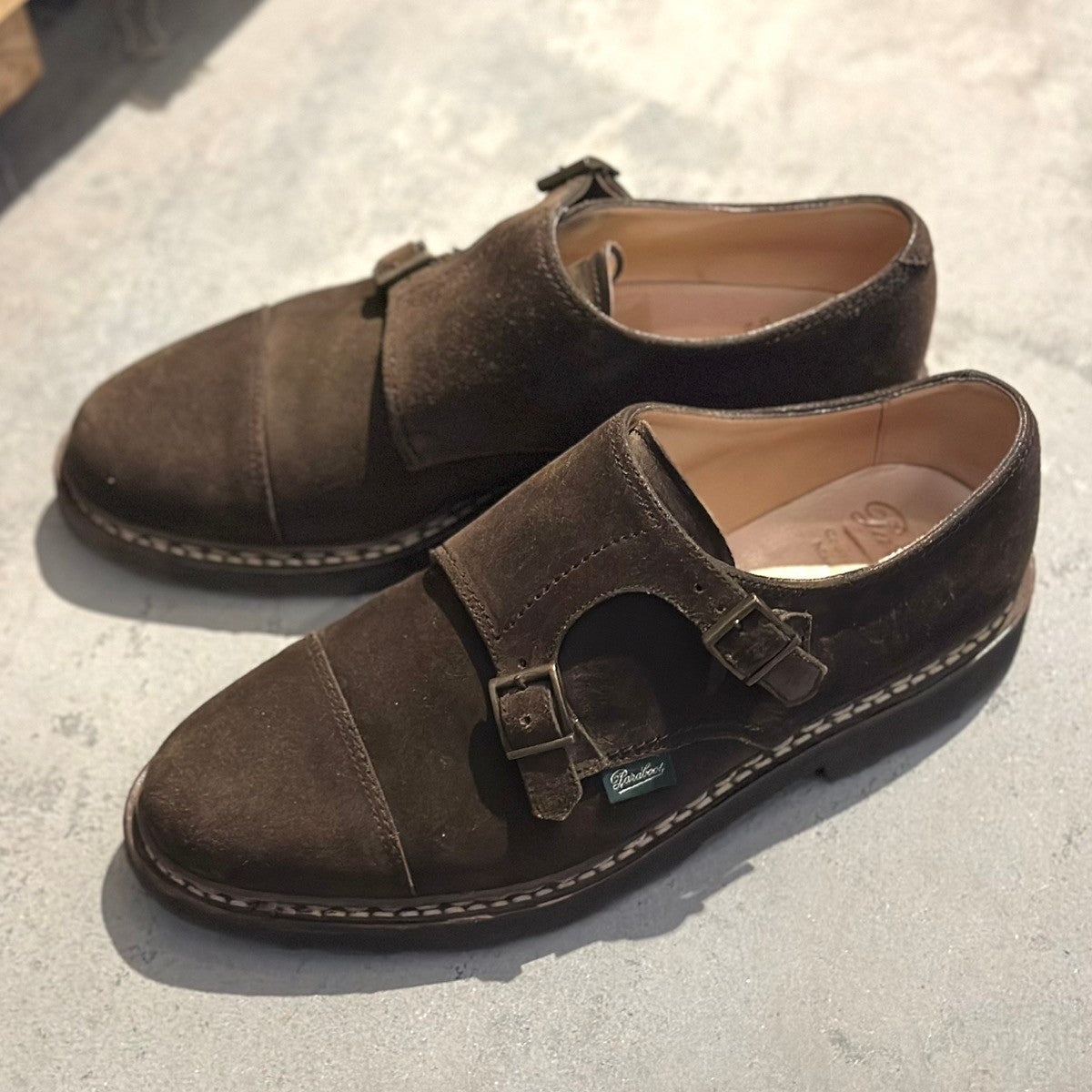 美品【Paraboot】パラブーツ ウィリアム ダブルモンクストラップ スエード ブラウン サイズ7.5
