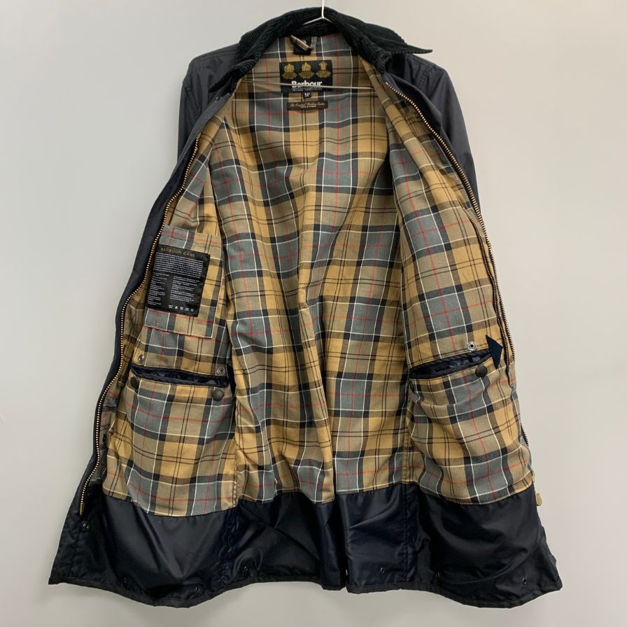 【Barbour】バブアー SL ボーダー ワックスド コート 英国製 メンズ サイズ 34 ダークネイビー