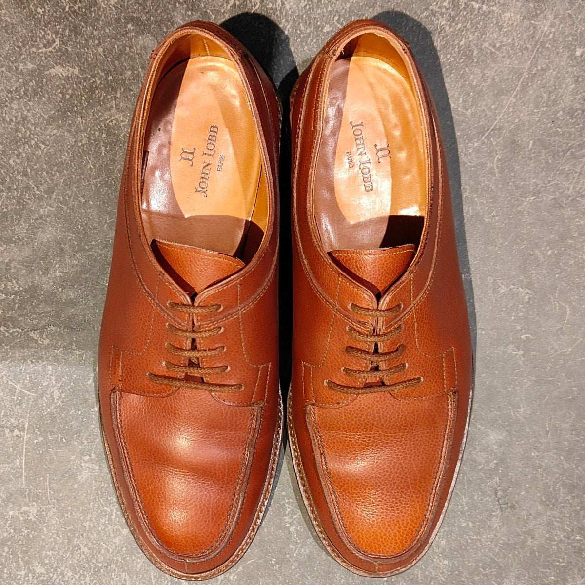 希少 極美品【JOHN LOBB】ジョンロブ PARISロゴ ブッシュ Uチップ グレインレザー ブラウン サイズUK5.5E 292ラスト