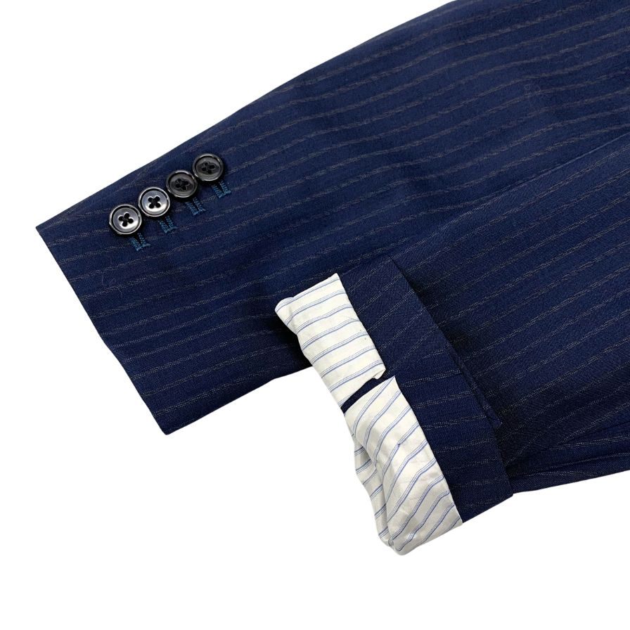 【LARDINI】ラルディーニ スーツ ストライプ柄 ウール グレー系 メンズ ネイビー系 サイズ42REG