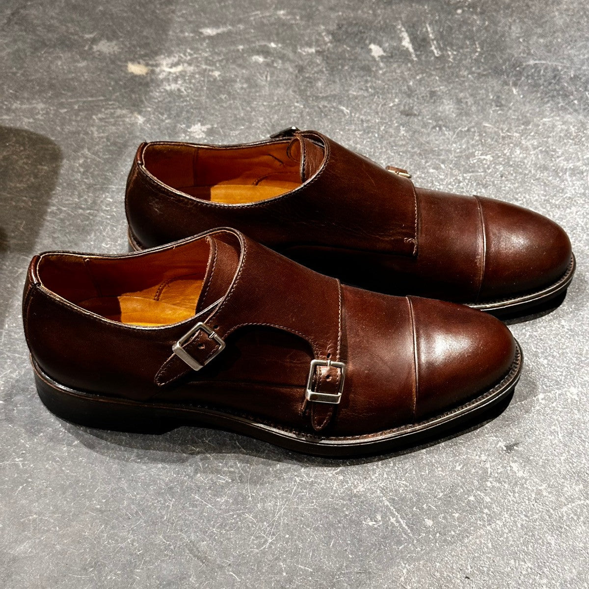 未使用品【Stefano Branchini】ステファノブランキーニ ST181 ダブルモンクストラップ カーフ ブラウン サイズ42