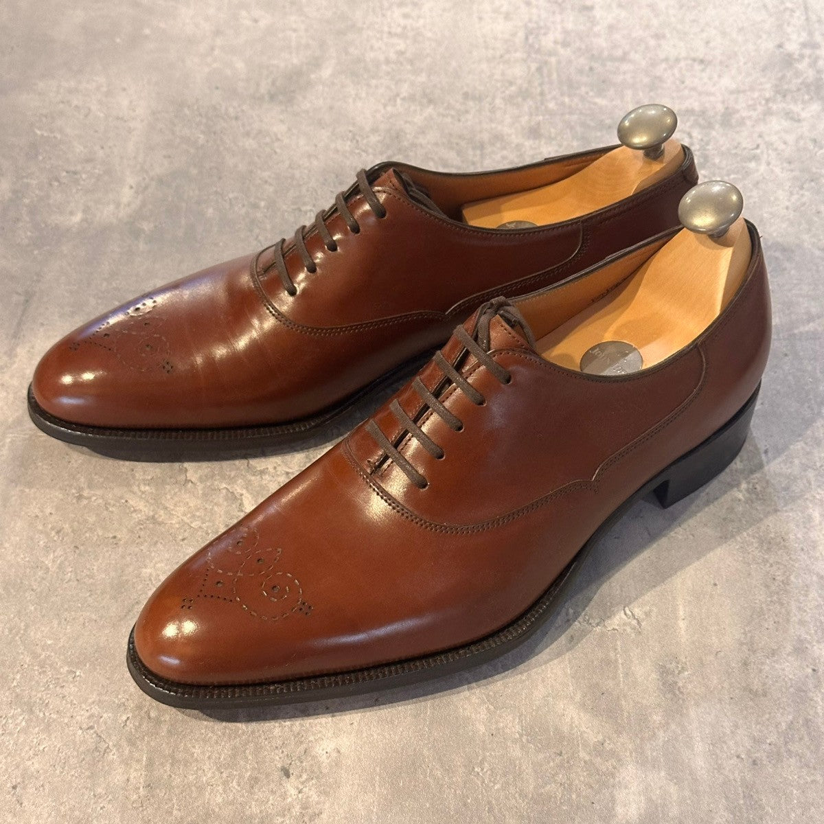 希少 美品【JOHN LOBB】ジョンロブ JOHN LOBB イヤーモデル 2007 メダリオン オックスフォード カーフ ブラウン サイズUK7.5E 1105ラスト