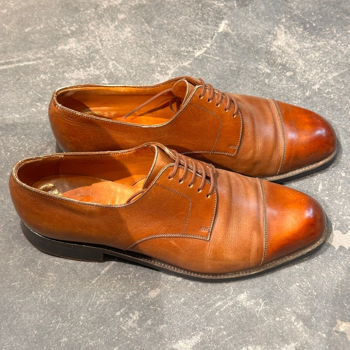 【J.M.WESTON】ジェイエムウエストン 500 ストレートチップ 旧ロゴ カーフ ブラウン サイズUK6.5 61ラスト