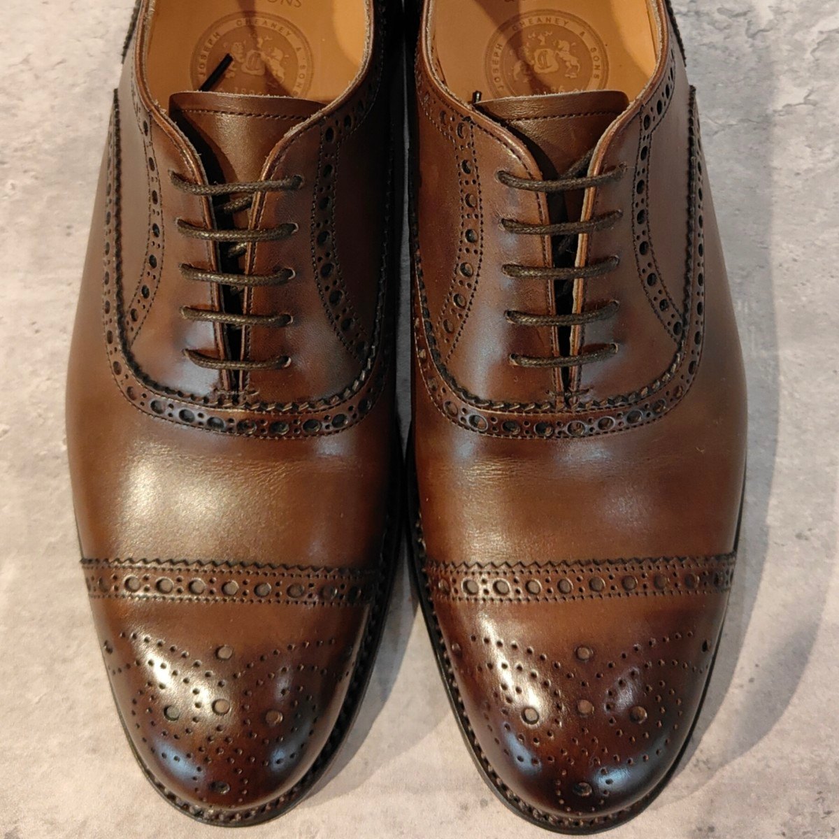 新品未使用【JOSEPH CHEANEY】ジョセフチーニー ウィルフレッド セミブローグ カーフ ブラウン サイズUK5 参考定価￥94,600-