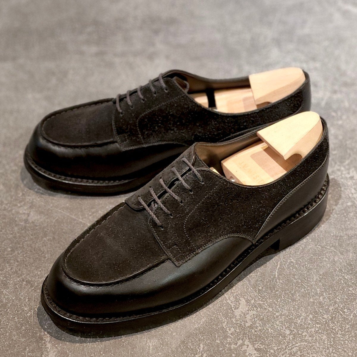 希少 美品【J.M.WESTON】ジェイエムウエストン 641 ゴルフ ミッドナイトエディション Uチップ カーフスエードコンビ ブラック サイズUK5.5E 31ラスト