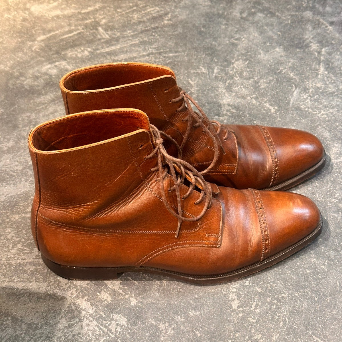 【CROCKETT&JONES】クロケット&ジョーンズ 9899 キャップトゥ ブーツ カーフ ブラウン サイズUK7D