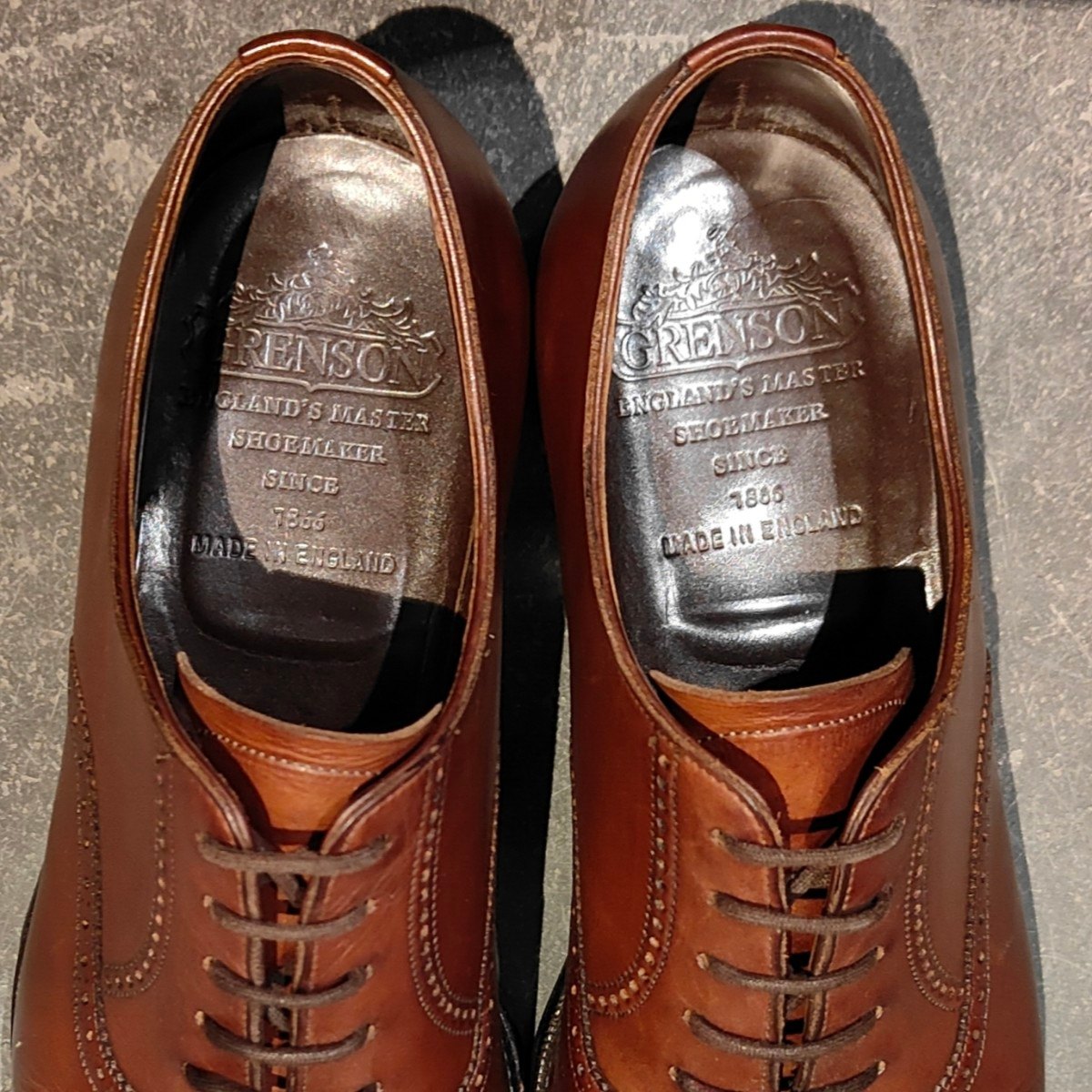 【GRENSON】グレンソン 33108 マスターピース パンチドキャップトゥ カーフ ブラウン サイズUK6.5D 91ラスト