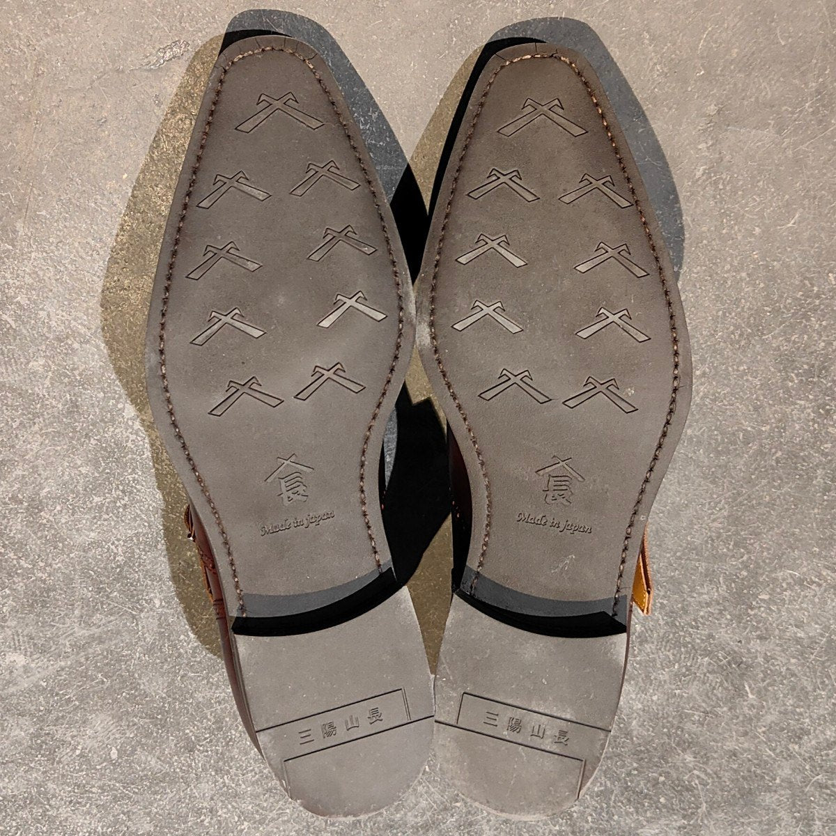 使用数回【SANYO YAMACHO】三陽山長 帯之介 パターンメイドカスタマイズ シングルモンク ミュージアムカーフ ブラウン サイズ25.5相当